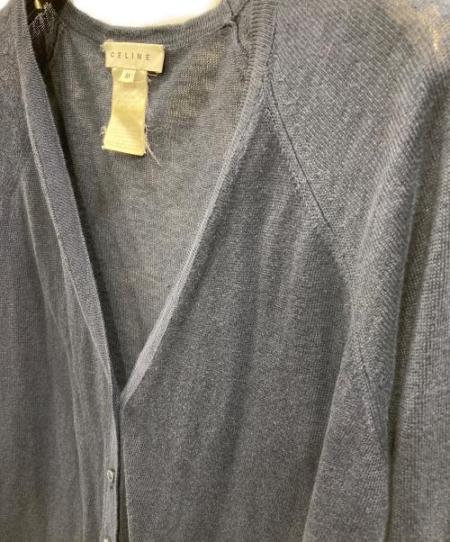 CELINE（セリーヌ）CELINE (セリーヌ) 馬車ロゴ リネンカーディガン ネイビー サイズ:Mの古着・服飾アイテム