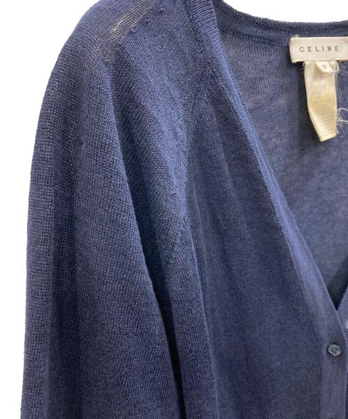 CELINE（セリーヌ）CELINE (セリーヌ) 馬車ロゴ リネンカーディガン ネイビー サイズ:Mの古着・服飾アイテム