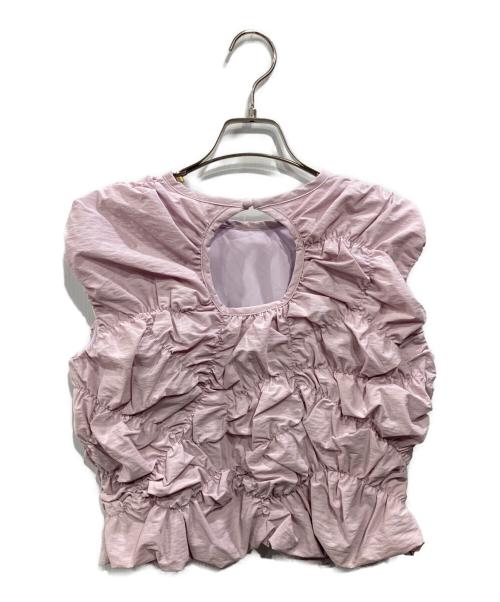 Ameri（アメリ）Ameri (アメリ) BUMPY GATHER BACK OPEN TOP パープル サイズ:Mの古着・服飾アイテム