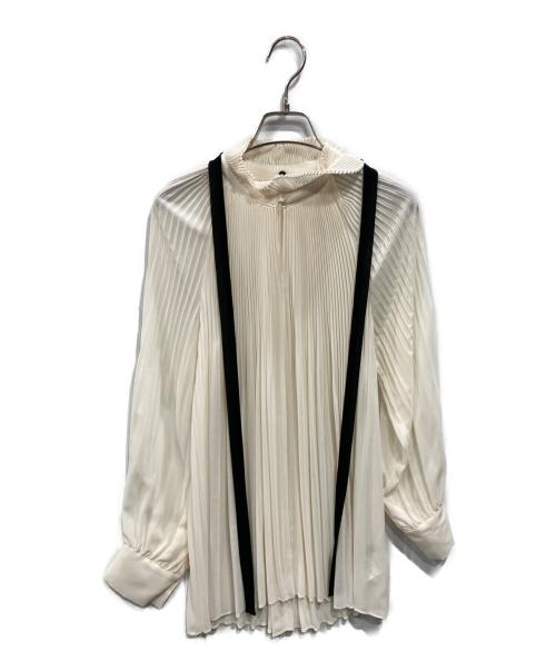 THE CLASSE（ザ・クラス）THE CLASSE (ザ・クラス) シアープリーツ・ボウタイブラウス ホワイト サイズ:9の古着・服飾アイテム