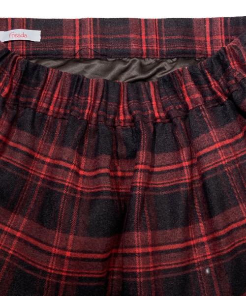 freada（フリーダ）Freada (フリーダ) ネルチェック アシメ フリルスカート レッド サイズ:ONE SIZEの古着・服飾アイテム