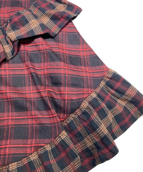 freada（フリーダ）Freada (フリーダ) ネルチェック アシメ フリルスカート レッド サイズ:ONE SIZEの古着・服飾アイテム