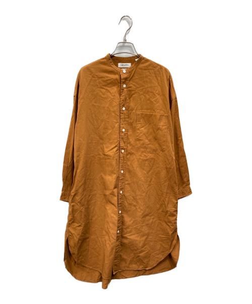 Gymphlex（ジムフレックス）Gymphlex (ジムフレックス) バンドカラーワンピース ブラウン サイズ:12の古着・服飾アイテム