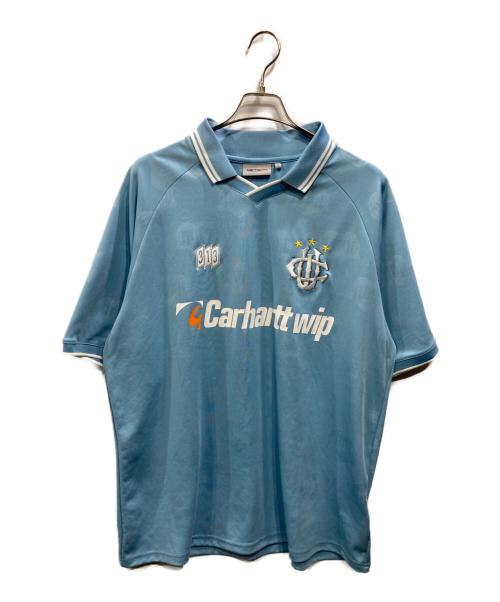 CarHartt（カーハート）CarHartt (カーハート) S/S hartt’s football shirt（ショートスリーブ ハーツ フットボール シャツ） ブルー サイズ:SIZE Lの古着・服飾アイテム