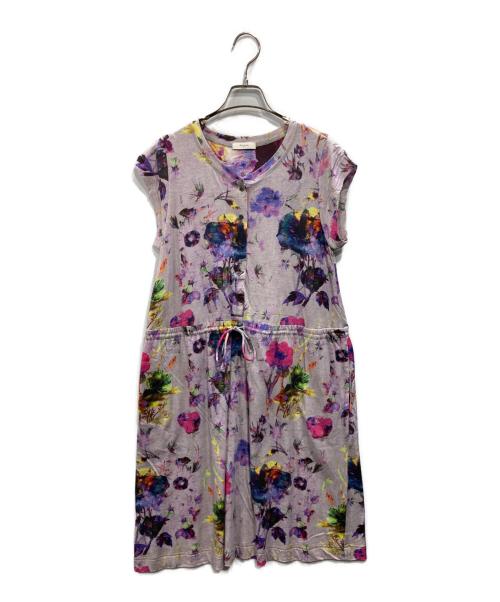 Paul Smith PAUL（ポールスミス ポール）Paul Smith PAUL (ポールスミス ポール) 大判花柄 フレンチスリーブワンピース パープル サイズ:Mの古着・服飾アイテム