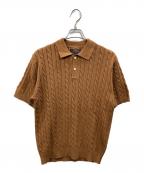 BEAMS PLUSビームスプラス）の古着「Knit Polo Cable（ニットポロケーブル）」｜ブラウン