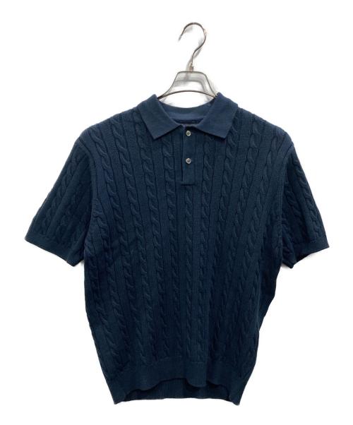 BEAMS PLUS（ビームスプラス）BEAMS PLUS (ビームスプラス) Knit Polo Cable（ニットポロケーブル） ネイビー サイズ:SIZE Mの古着・服飾アイテム