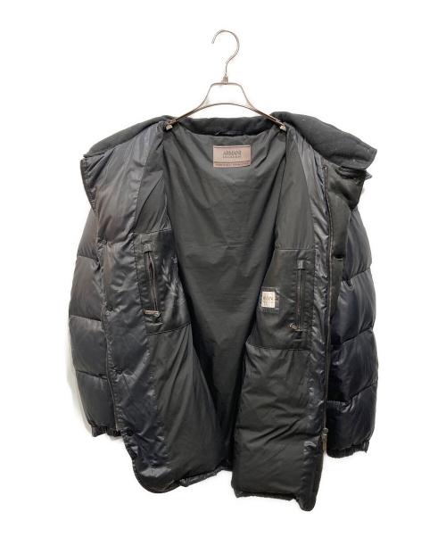 ARMANI COLLEZIONI（アルマーニ コレツィオーニ）ARMANI COLLEZIONI (アルマーニ コレツィオーニ) フェイクレザートリム ダウンジャケット ネイビー サイズ:52の古着・服飾アイテム