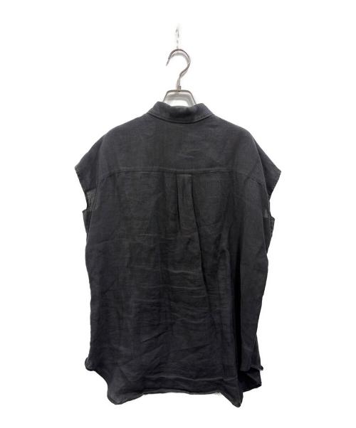 23区（ニジュウサンク）23区 (ニジュウサンク) LIBECO フレンチスリーブシャツ ブラック サイズ:38の古着・服飾アイテム