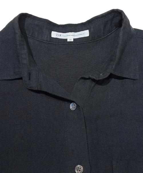 23区（ニジュウサンク）23区 (ニジュウサンク) LIBECO フレンチスリーブシャツ ブラック サイズ:38の古着・服飾アイテム