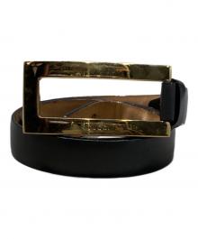 GUCCI（グッチ）の古着「スクエアバックルレザーベルト」｜ブラック