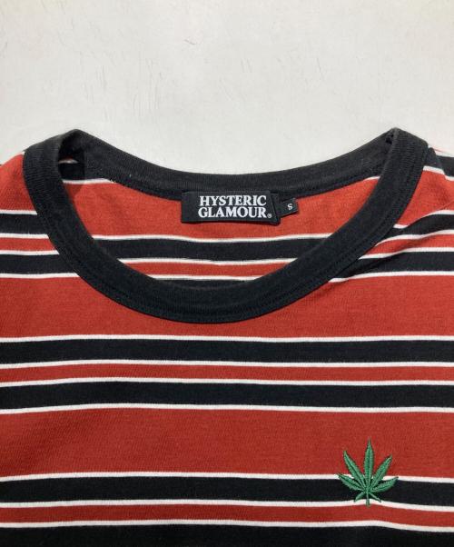Hysteric Glamour（ヒステリックグラマー）Hysteric Glamour (ヒステリックグラマー) リーフ刺繍 ボーダーTシャツ オレンジ サイズ:Sの古着・服飾アイテム