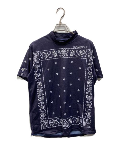 BEAMS GOLF（ビームスゴルフ）BEAMS GOLF (ビームスゴルフ) バンダナプリント モックネックシャツ ネイビー サイズ:Mの古着・服飾アイテム