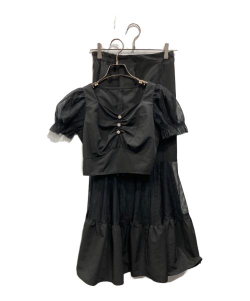 rosemuse（ロゼミューズ）ROSEMUSE (ロゼミューズ) sheer switch mermaid skirt tops set up ブラック サイズ:FREEの古着・服飾アイテム