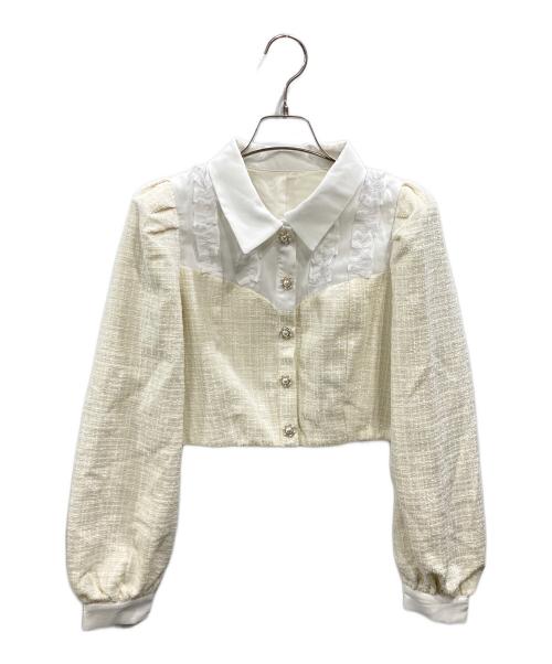 rosemuse（ロゼミューズ）ROSEMUSE (ロゼミューズ) many frills tweed mini set up ホワイト サイズ:SMALLの古着・服飾アイテム