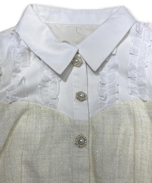 rosemuse（ロゼミューズ）ROSEMUSE (ロゼミューズ) many frills tweed mini set up ホワイト サイズ:SMALLの古着・服飾アイテム