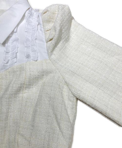 rosemuse（ロゼミューズ）ROSEMUSE (ロゼミューズ) many frills tweed mini set up ホワイト サイズ:SMALLの古着・服飾アイテム