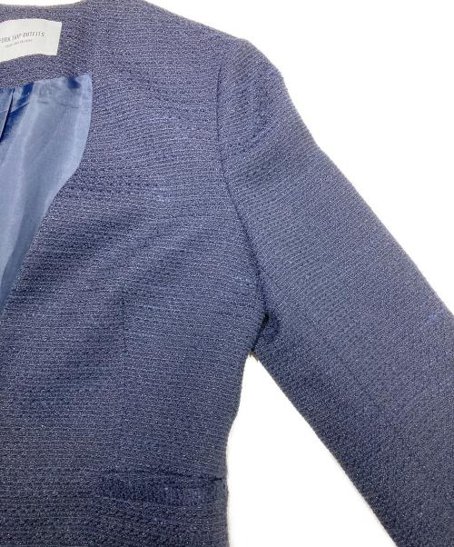 WORK TRIP OUTFITS（ワークトッリプアートフィッツ）WORK TRIP OUTFITS (ワークトッリプアートフィッツ) ラメツイードスカートセットアップ ネイビー サイズ:Lの古着・服飾アイテム