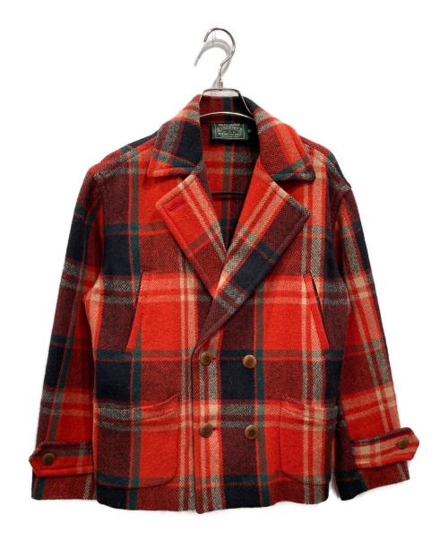 RALPH LAUREN COUNTRY（ラルフローレンカントリー）RALPH LAUREN COUNTRY (ラルフローレンカントリー) タータンチェック Pコート レッド サイズ:9の古着・服飾アイテム