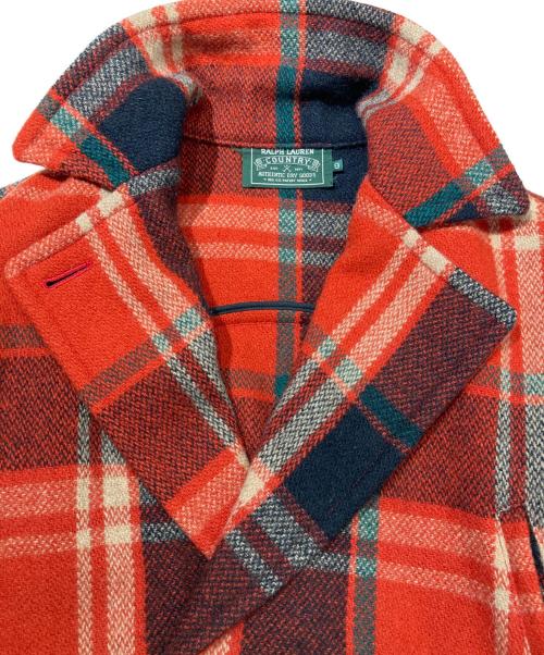 RALPH LAUREN COUNTRY（ラルフローレンカントリー）RALPH LAUREN COUNTRY (ラルフローレンカントリー) タータンチェック Pコート レッド サイズ:9の古着・服飾アイテム