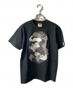 A BATHING APEアベイシングエイプ）の古着「SPLINTER CAMO BIG APE HEAD TEE」｜ブラック