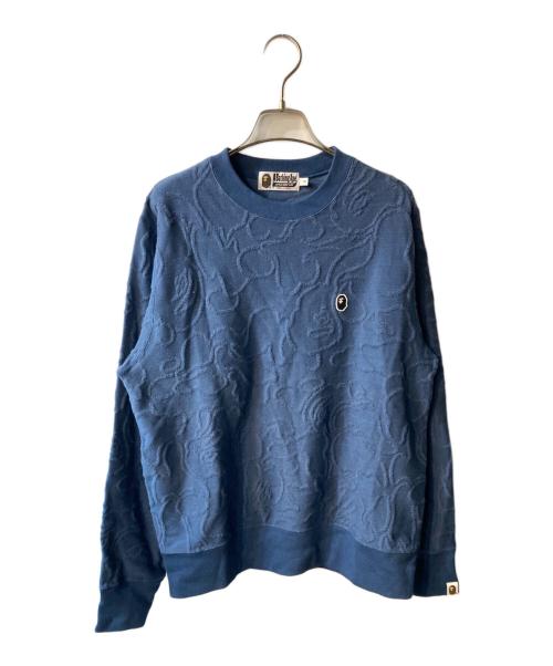 A BATHING APE（アベイシングエイプ）A BATHING APE (アベイシングエイプ) NEON CAMO JACQUARD SWEATSHIRTS ブルー サイズ:Sの古着・服飾アイテム
