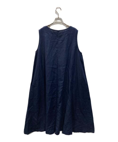 nest Robe（ネストローブ）nest Robe (ネストローブ) リネンノースリーブフレアワンピース ネイビー サイズ:Fの古着・服飾アイテム
