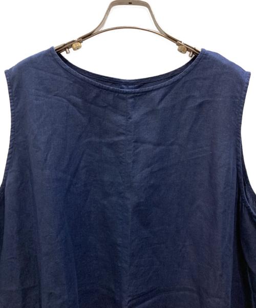 nest Robe（ネストローブ）nest Robe (ネストローブ) リネンノースリーブフレアワンピース ネイビー サイズ:Fの古着・服飾アイテム