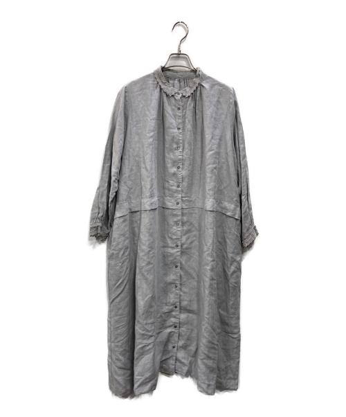 nest Robe（ネストローブ）nest Robe (ネストローブ) レーストリム リネンワンピース グレー サイズ:Fの古着・服飾アイテム