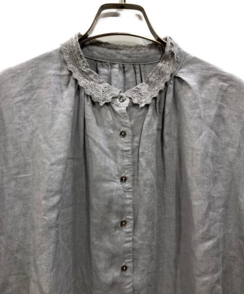 nest Robe（ネストローブ）nest Robe (ネストローブ) レーストリム リネンワンピース グレー サイズ:Fの古着・服飾アイテム