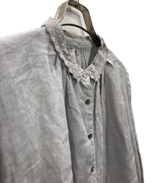 nest Robe（ネストローブ）nest Robe (ネストローブ) レーストリム リネンワンピース グレー サイズ:Fの古着・服飾アイテム