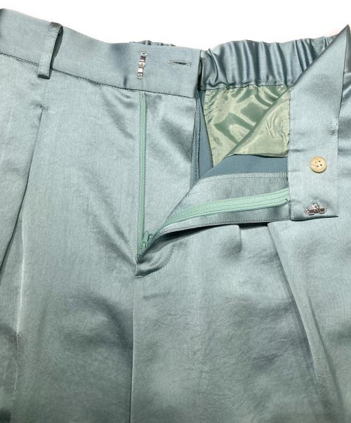 suadeo（スアデオ）suadeo (スアデオ) 艶タックワイドパンツ グリーン サイズ:38の古着・服飾アイテム