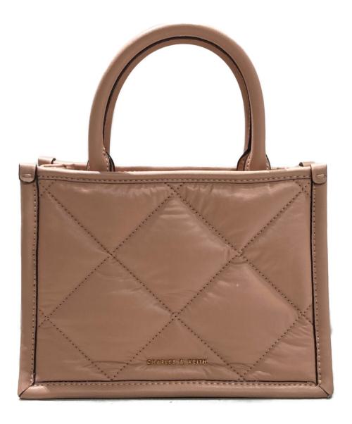CHARLES & KEITH（チャールズアンドキース）CHARLES & KEITH (チャールズアンドキース) Celia キルテッドダブルハンドルトートバッグ ピンクの古着・服飾アイテム