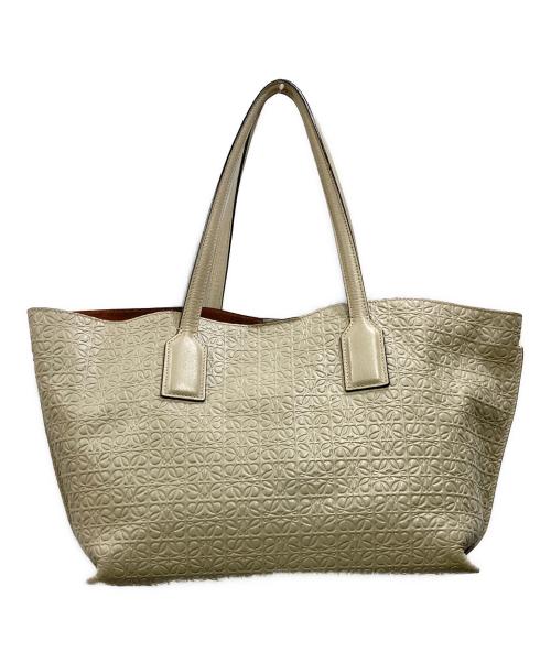 LOEWE（ロエベ）LOEWE (ロエベ) リピートアナグラム Tショッパー トートバッグ ベージュの古着・服飾アイテム