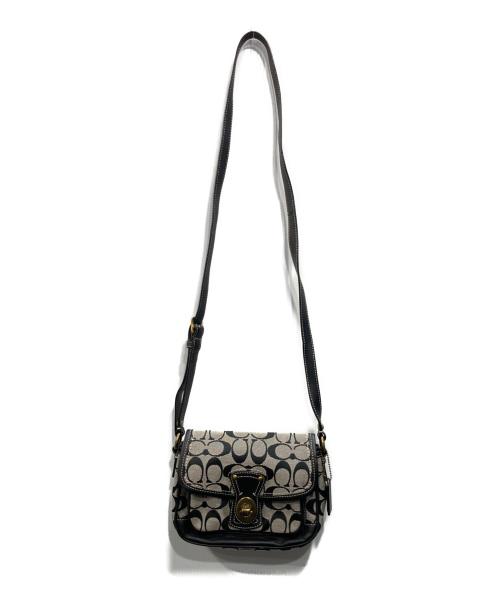 COACH（コーチ）COACH (コーチ) シグネチャー ターンロックショルダーバッグ ベージュブラックの古着・服飾アイテム