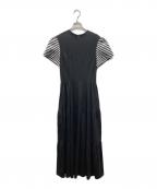 BORDERS at BALCONYボーダーズアットバルコニー）の古着「BORDER SLEEVE TEE DRESS」｜ブラック