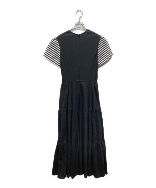 BORDERS at BALCONY（ボーダーズアットバルコニー）BORDERS AT BALCONY (ボーダーズアットバルコニー) BORDER SLEEVE TEE DRESS ブラック サイズ:38の古着・服飾アイテム