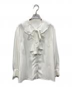 BORDERS at BALCONYボーダーズアットバルコニー）の古着「GEORGETTE RUFFLE BLOUSE」｜ホワイト