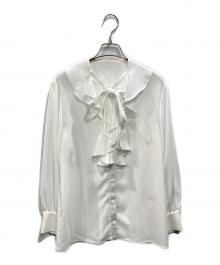 BORDERS at BALCONY（ボーダーズアットバルコニー）の古着「GEORGETTE RUFFLE BLOUSE」｜ホワイト