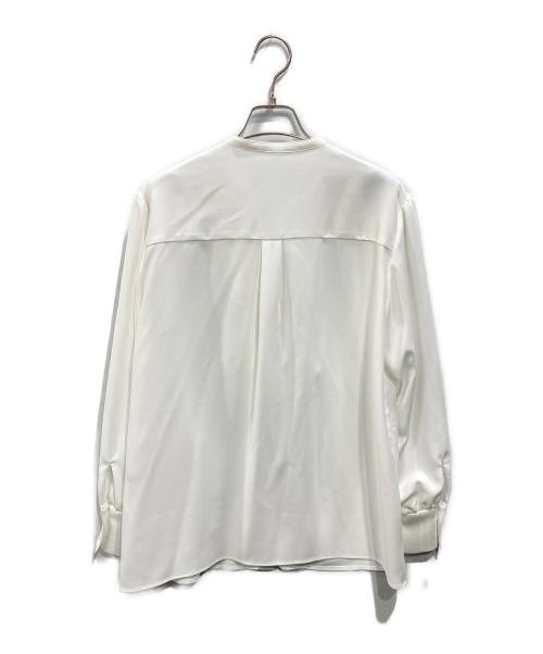 BORDERS at BALCONY（ボーダーズアットバルコニー）BORDERS AT BALCONY (ボーダーズアットバルコニー) GEORGETTE RUFFLE BLOUSE ホワイト サイズ:38の古着・服飾アイテム