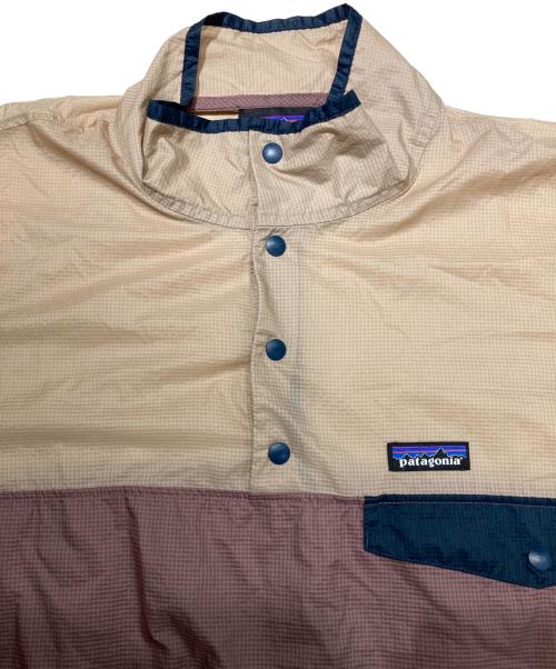 Patagonia（パタゴニア）Patagonia (パタゴニア) メンズ・フーディニ・スタッシュ・1/2ジップ・プルオーバー ベージュ×パープル サイズ:Lの古着・服飾アイテム
