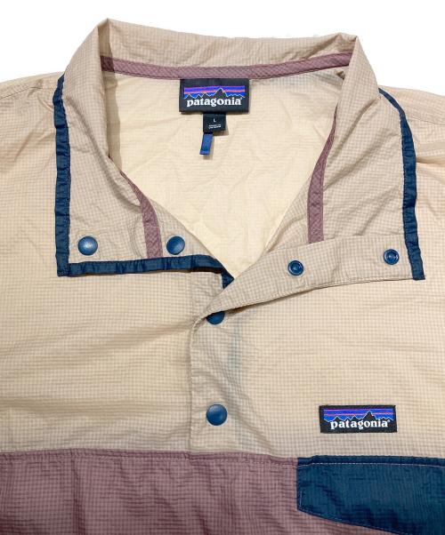 Patagonia（パタゴニア）Patagonia (パタゴニア) メンズ・フーディニ・スタッシュ・1/2ジップ・プルオーバー ベージュ×パープル サイズ:Lの古着・服飾アイテム