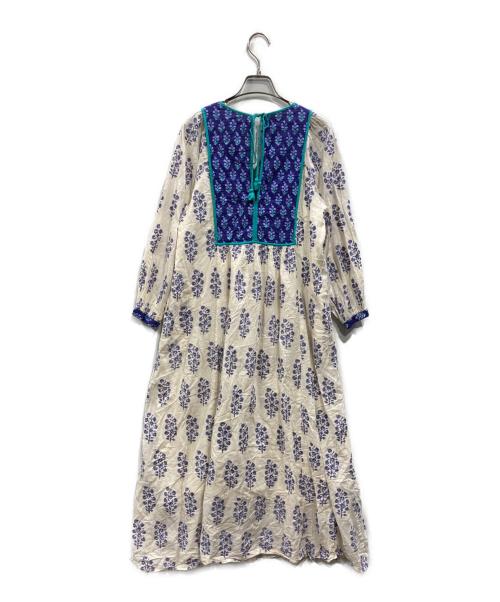 ne quittez pas（ヌキテパ）ne quittez pas (ヌキテパ) Cotton Voile Ethnic Combination Print Gather Dress アイボリー×パープル サイズ:Mの古着・服飾アイテム