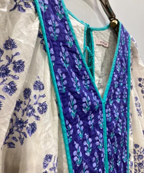 ne quittez pas（ヌキテパ）ne quittez pas (ヌキテパ) Cotton Voile Ethnic Combination Print Gather Dress アイボリー×パープル サイズ:Mの古着・服飾アイテム