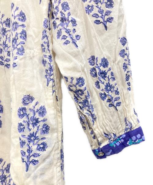 ne quittez pas（ヌキテパ）ne quittez pas (ヌキテパ) Cotton Voile Ethnic Combination Print Gather Dress アイボリー×パープル サイズ:Mの古着・服飾アイテム