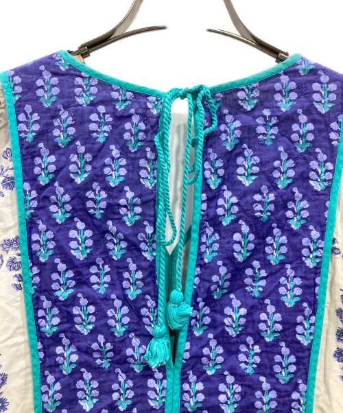 ne quittez pas（ヌキテパ）ne quittez pas (ヌキテパ) Cotton Voile Ethnic Combination Print Gather Dress アイボリー×パープル サイズ:Mの古着・服飾アイテム
