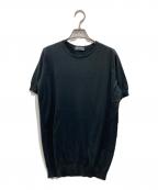 JOHN SMEDLEYジョンスメドレー）の古着「SEA ISLAND COTTON ショートスリーブニット(シー アイランド コットン ショートスリーブ ニット)」｜ブラック