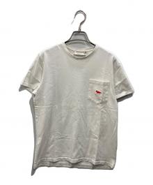 maison kitsune（メゾンキツネ）の古着「キツネ刺繍 ポケットTシャツ」｜ホワイト