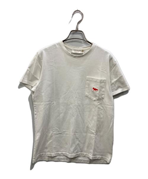maison kitsune（メゾンキツネ）maison kitsune (メゾンキツネ) キツネ刺繍 ポケットTシャツ ホワイト サイズ:SIZE XSの古着・服飾アイテム