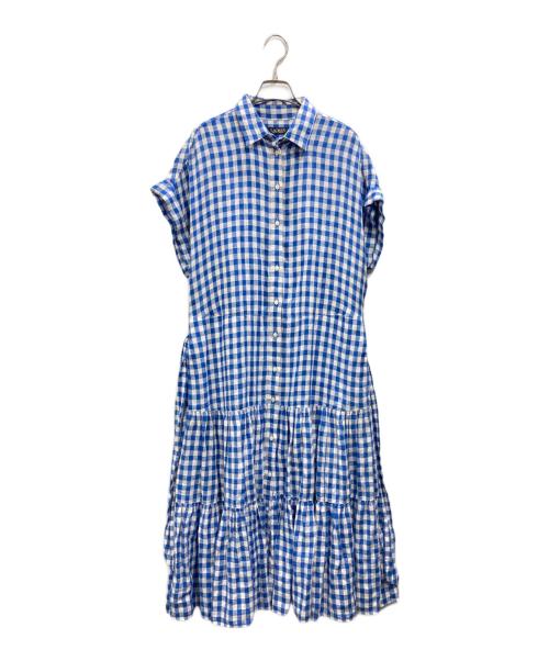 LAUREN RALPH LAUREN（ローレン ラルフ ローレン）LAUREN RALPH LAUREN (ローレン ラルフ ローレン) ギンガムチェック リネンシャツワンピース ブルー サイズ:Sの古着・服飾アイテム